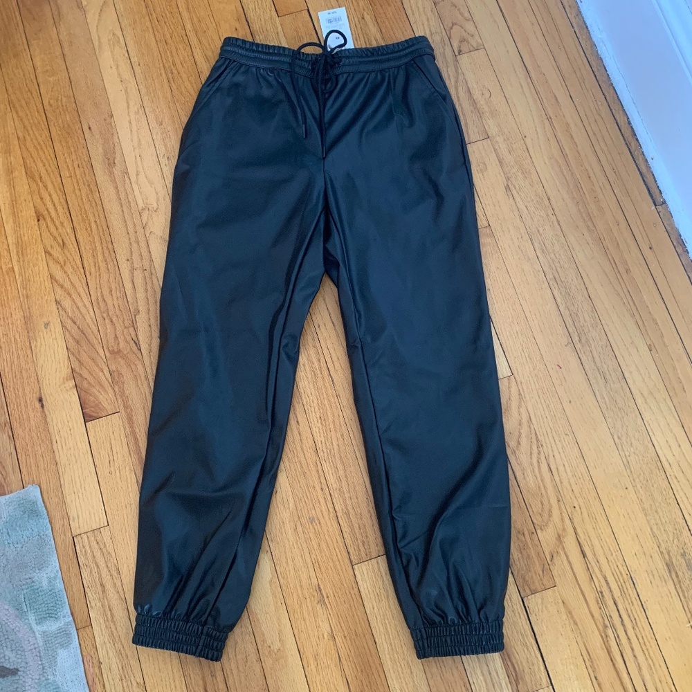 NEVER WORN FAKE LEATHER JOGGERS